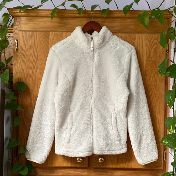 Free Country Cream White Cozy Teddy Fleece Jacket M Excellent - Picture 1 of 8